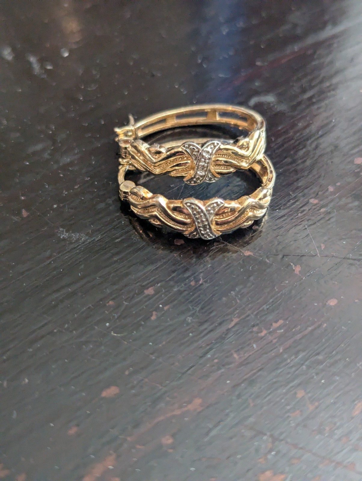 vintage sterling silver Earrings 925 gold plated 7 grams