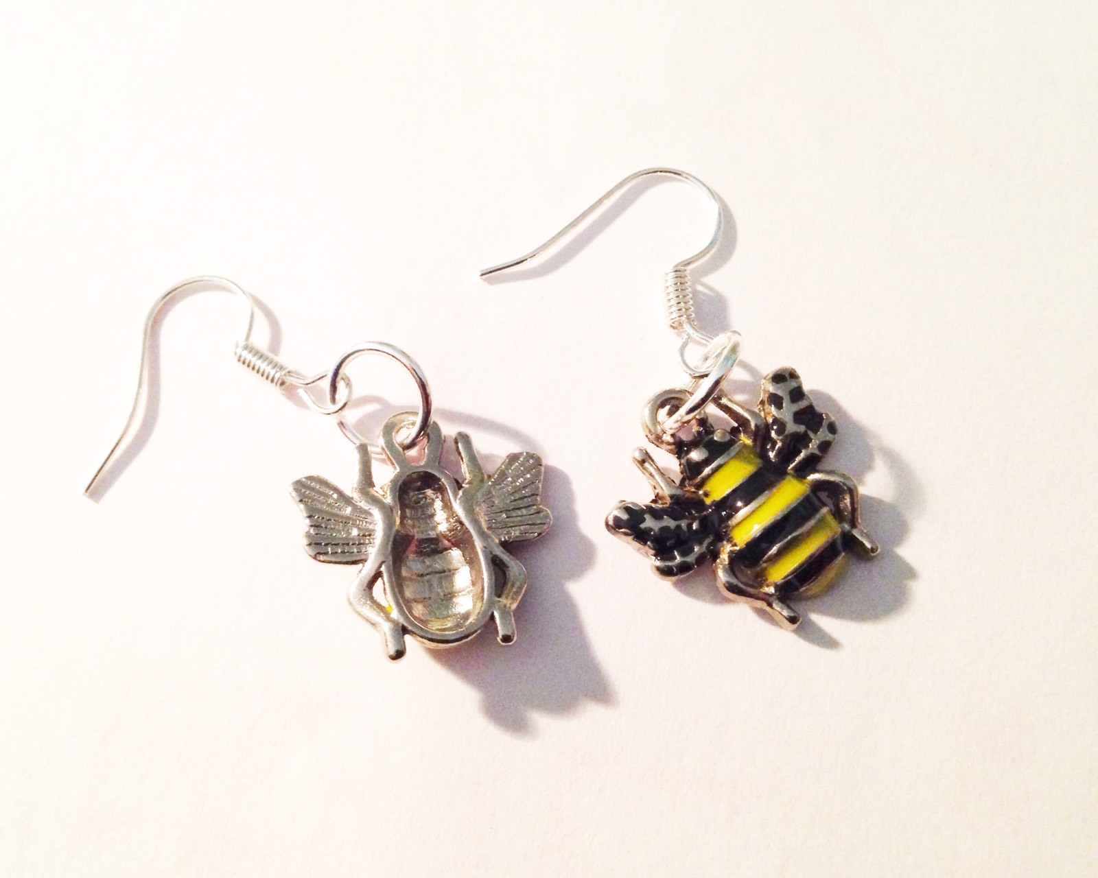 Bumble Bee Insect Single Sided Charm Drop Dangle Earrings Quirky Rockabilly