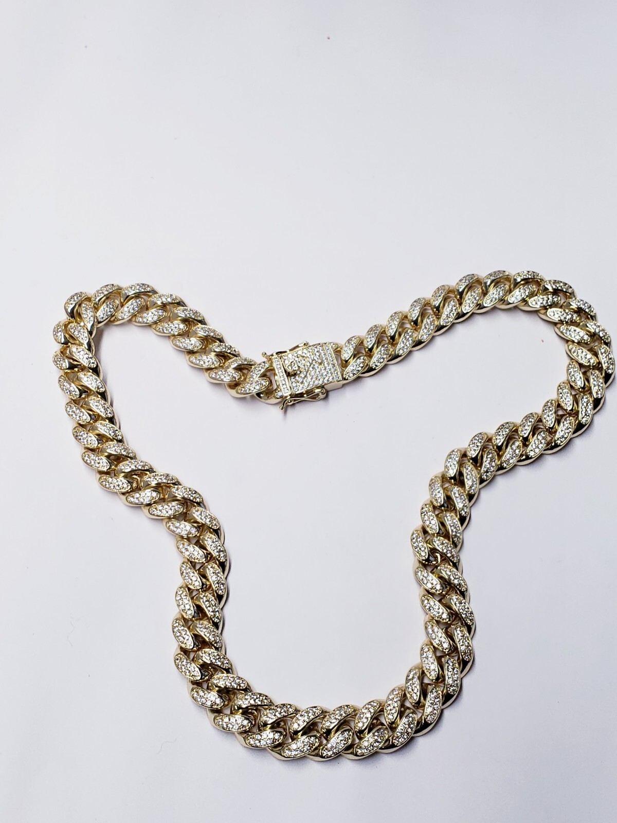 GLD SHOP Diamond Cuban Link Chain in Yellow Gold TONE – 12mm 18″