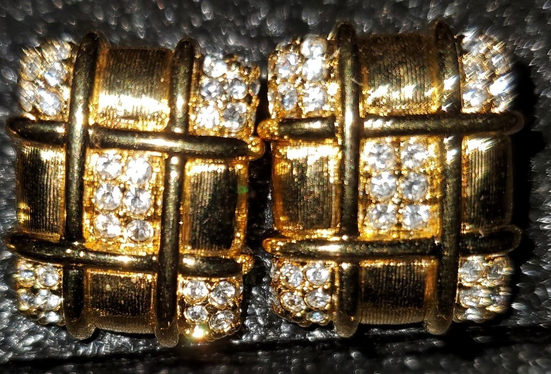 Vintage 1990s Fashion Jewelry crystal gold plated 3 piece Set from Italy