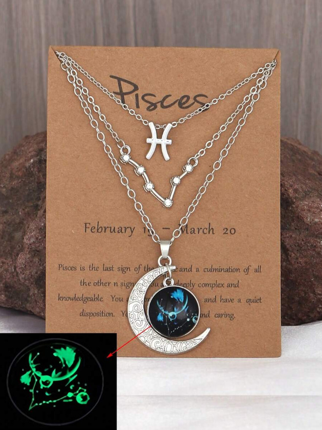 3 Pack Zodiac Constellation Pendant Necklaces – 12 Stars Astrology Jewelry Set