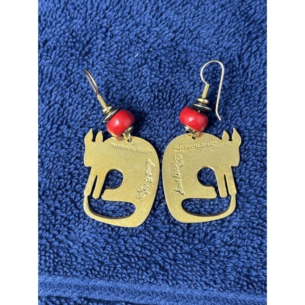 Vtg Laurel Burch Mythical Beast Earrings Hook Cloisonné Enamel Aardvark