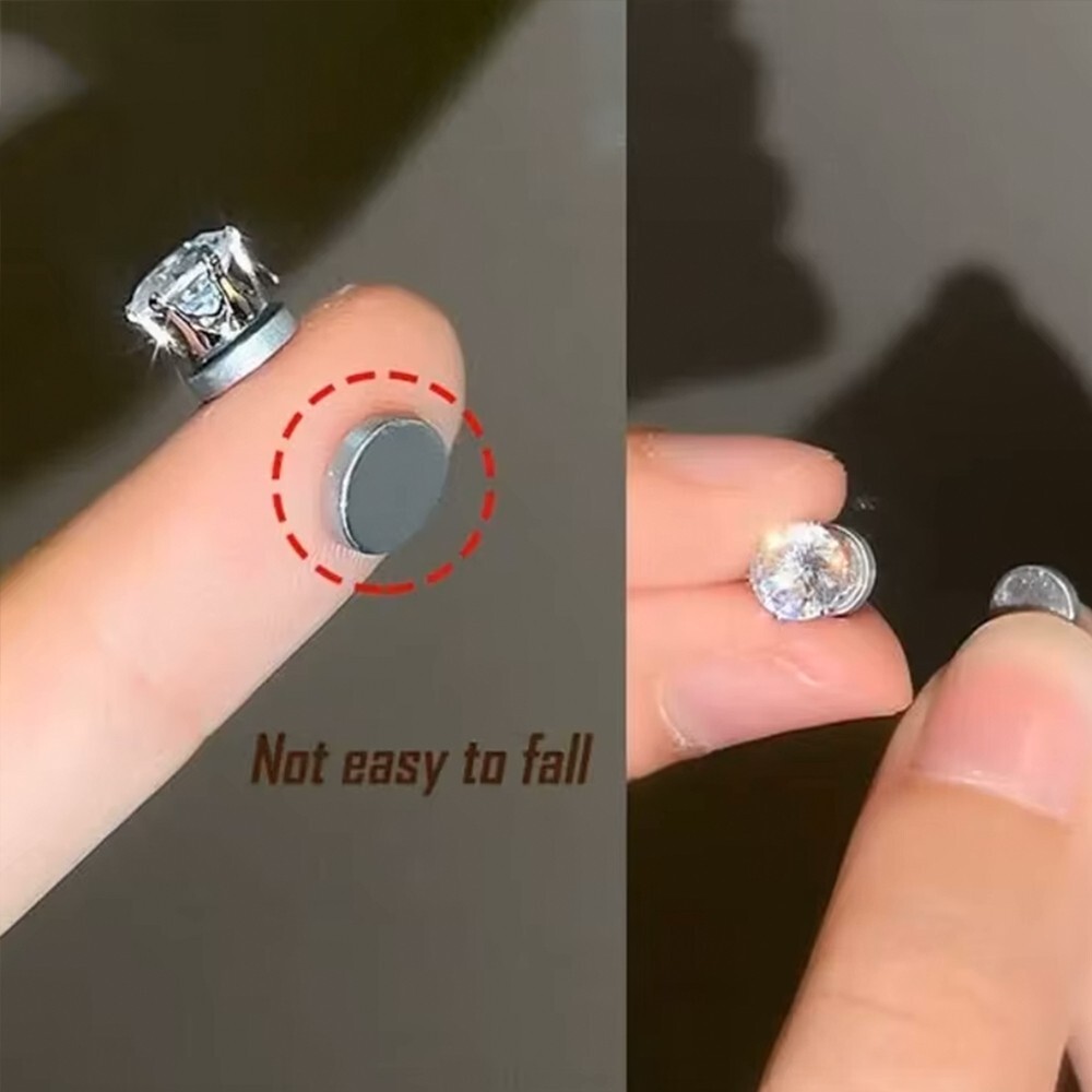 Men Women Stainless Steel Magnetic Stud Earrings Non-Piercing Cubic Zirconia E39