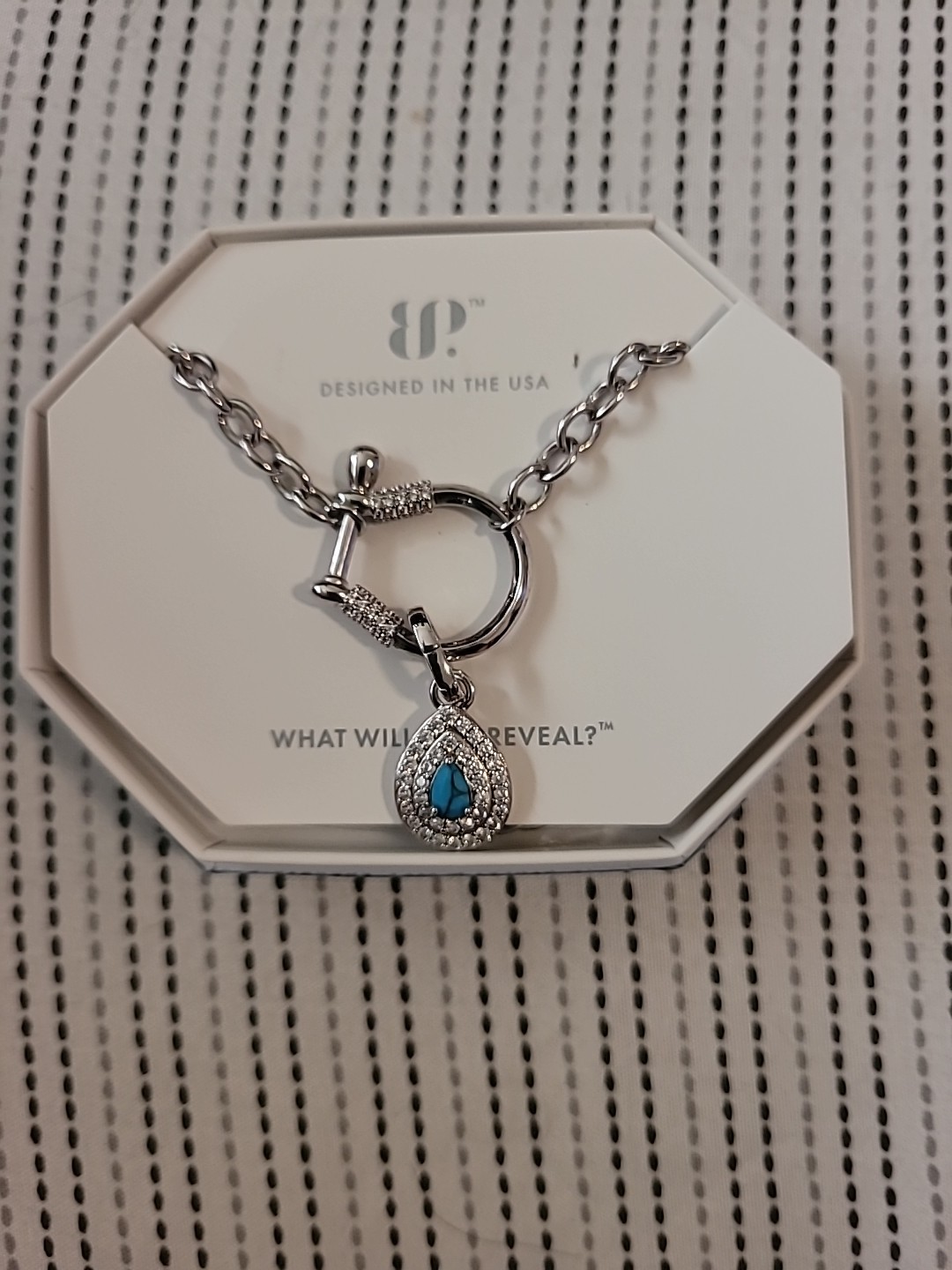 Bomb Party OG necklace- The Pull Of Desire NK65560 Turquoise Magnesite Rhodium