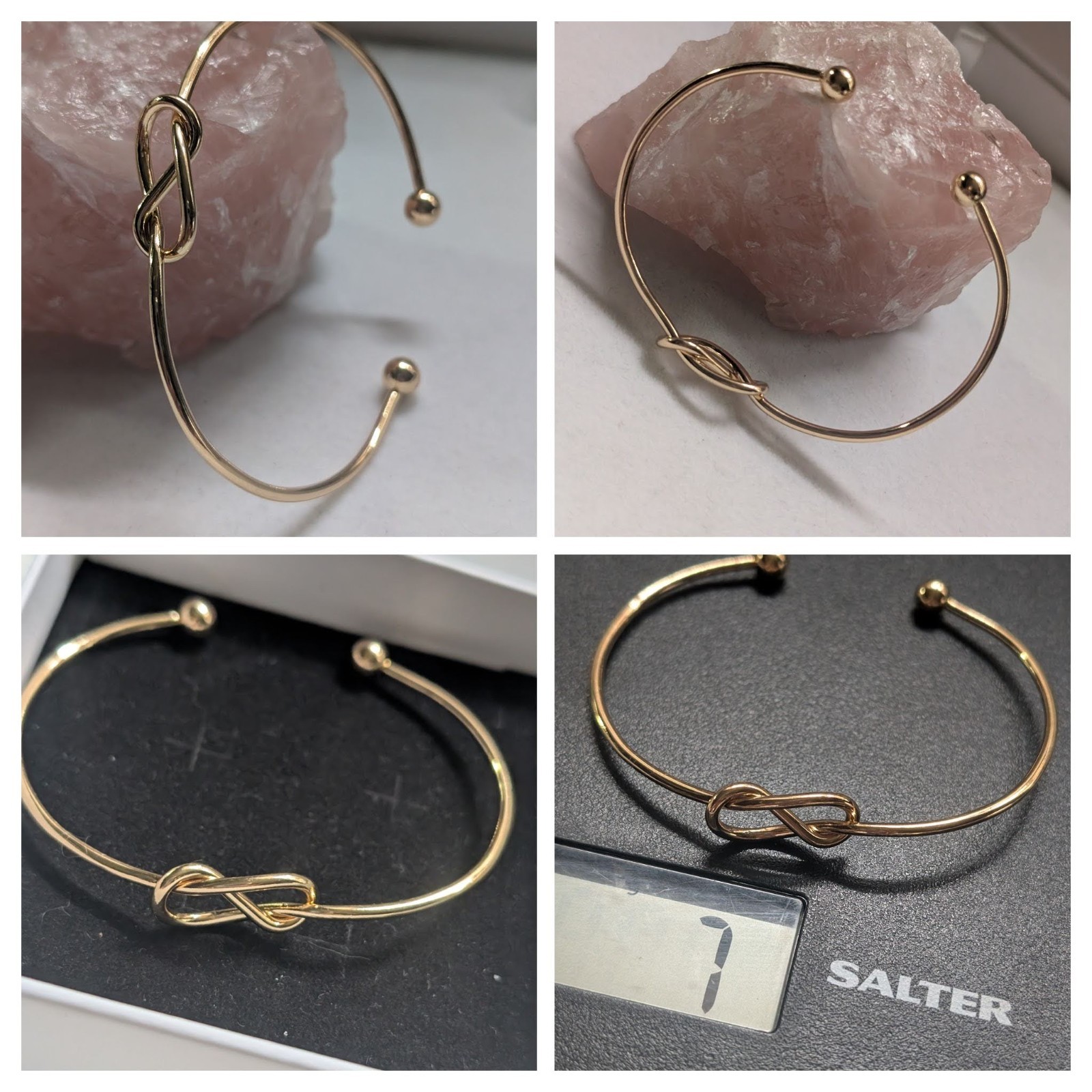 Modernist Gold Tone Slim Open Bracelet Centre Knot Flexible Fitting 7g in BOX