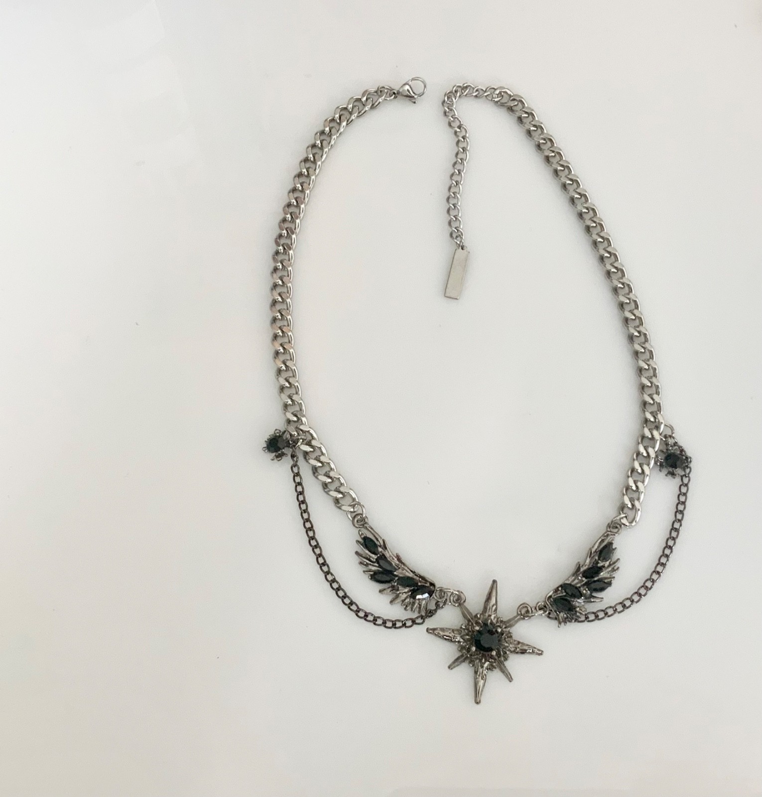 Men’s Star Starburst Wings Necklace Metal Jewelry Goth Punk Stainless Steel