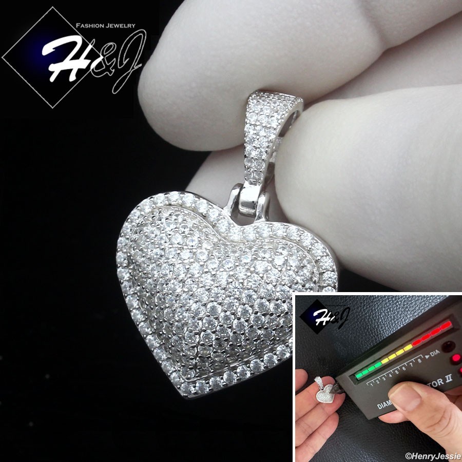 WOMEN SOLID 925 STERLING SILVER 1CT MOISSANITE 3D DOUBLE HEART PENDANT*MSP552