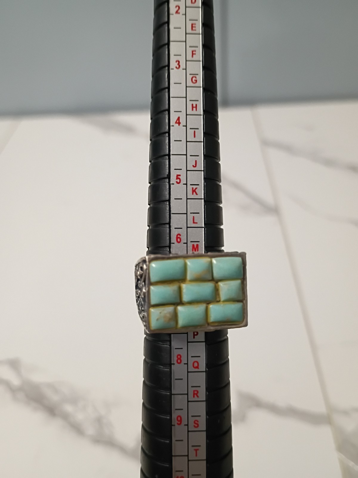 925 Sterling Silver Turquoise Inlay Ring Size 7, 9 grams