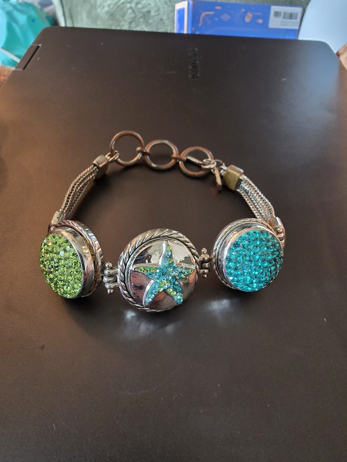 Ginger Snaps Three Snap Silver Bracelet With Seaside Theme Snaps Starfish