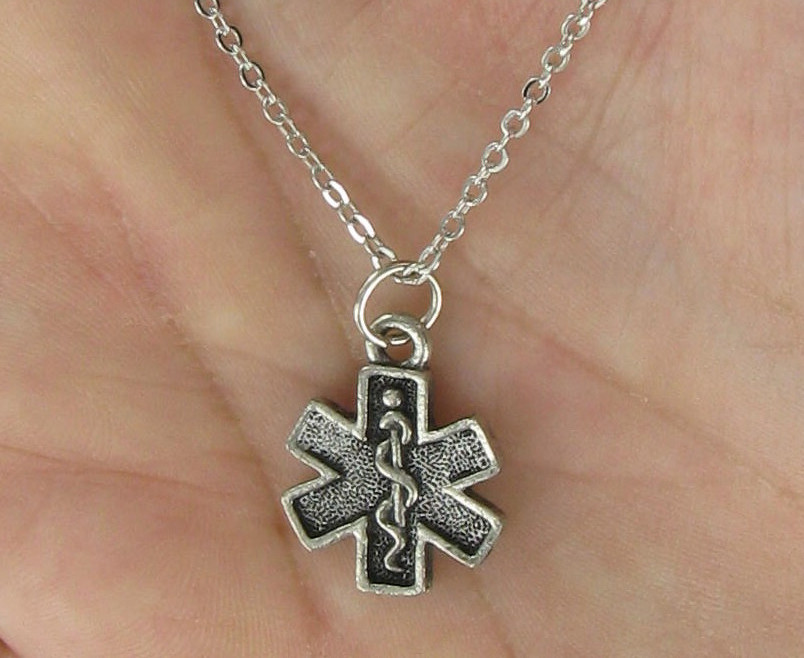 MEDICAL ALERT Necklace On Chain or Charm Only – Pewter Emergency Diabetic 911