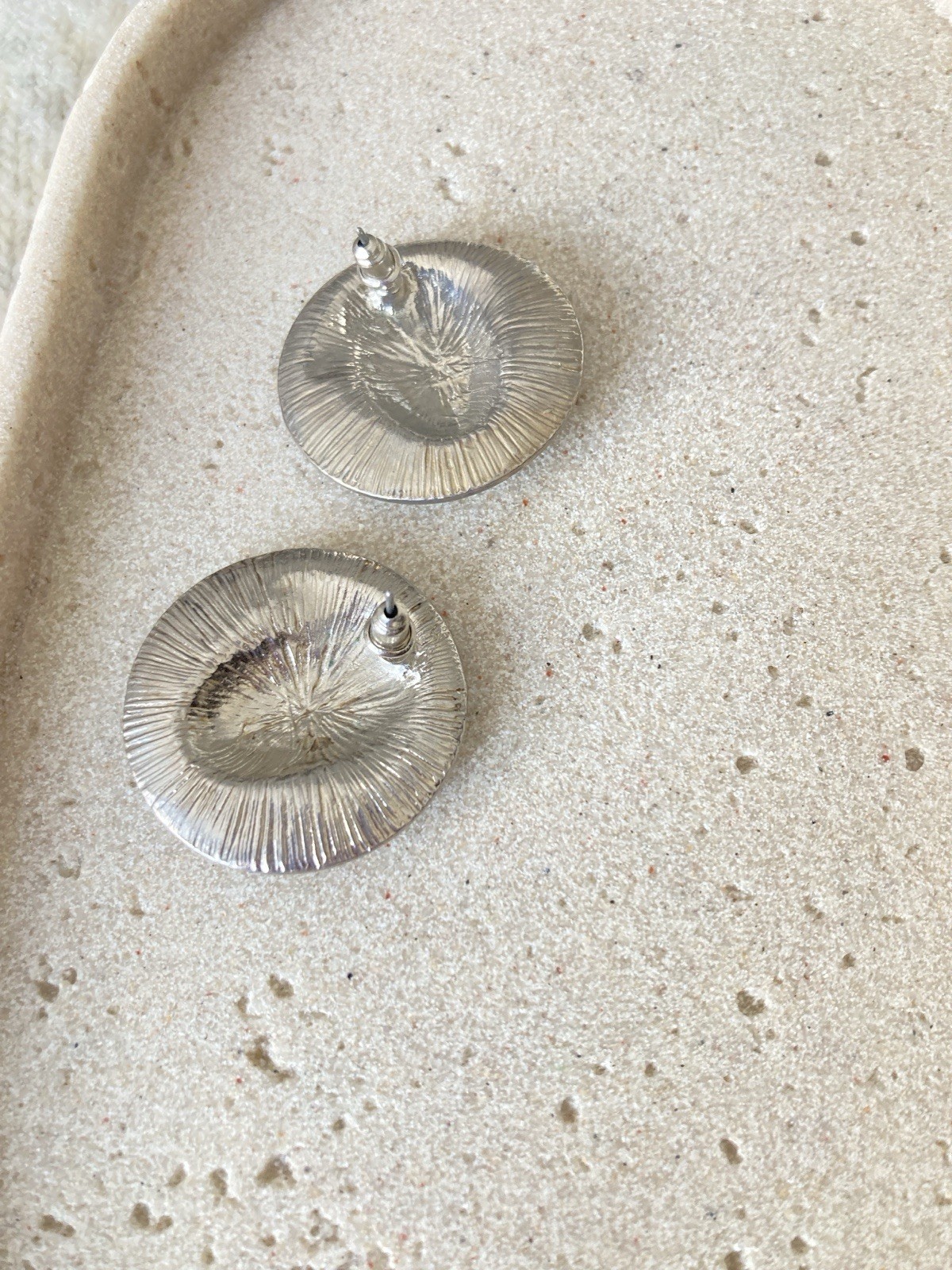 Silver Tone Medusa Face Button Earrings Greek Mythology Goddess Statement Large