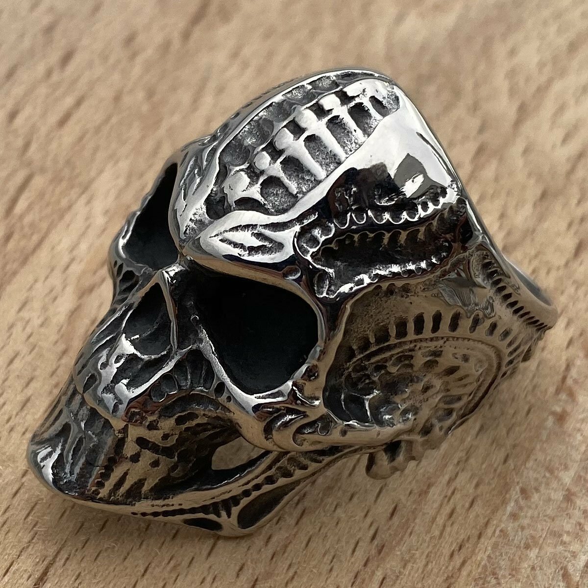 MENDEL Mens Gothic Stainless Steel Biker Skull Ring Men Size 7 8 9 10 11 12 15