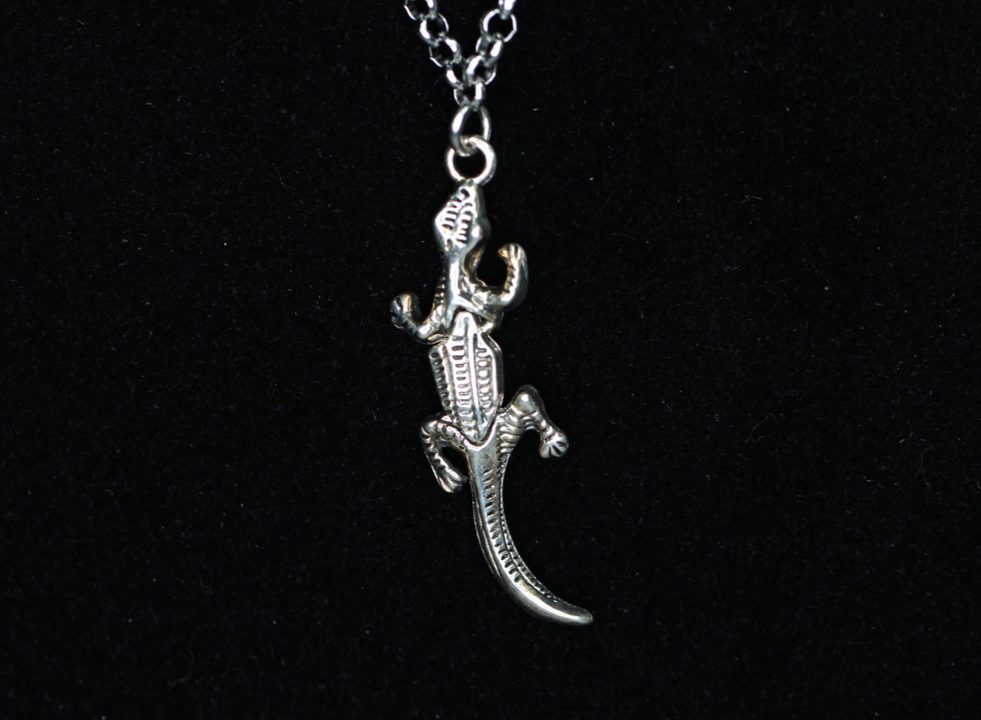 Lizard Necklace Silver Pewter Charm 1.5″ Pendant 3mm Stainless Chain 18″ Reptile