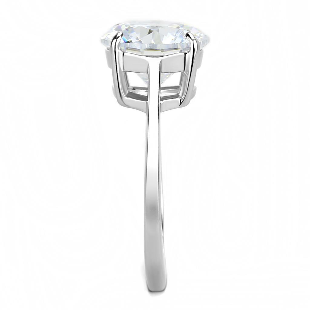 TK3428 – High polished (no plating) Stainless Steel Ring with AAA Grade CZ in