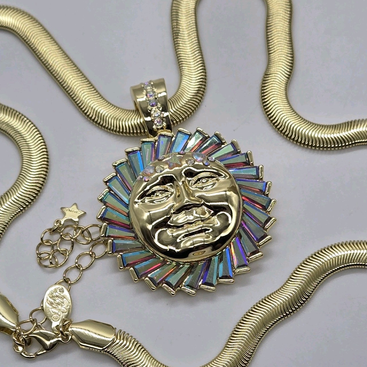 Kirks Folly Luna Light & Love Metallic Moon Foldover Pendant and Necklace 2pc GT