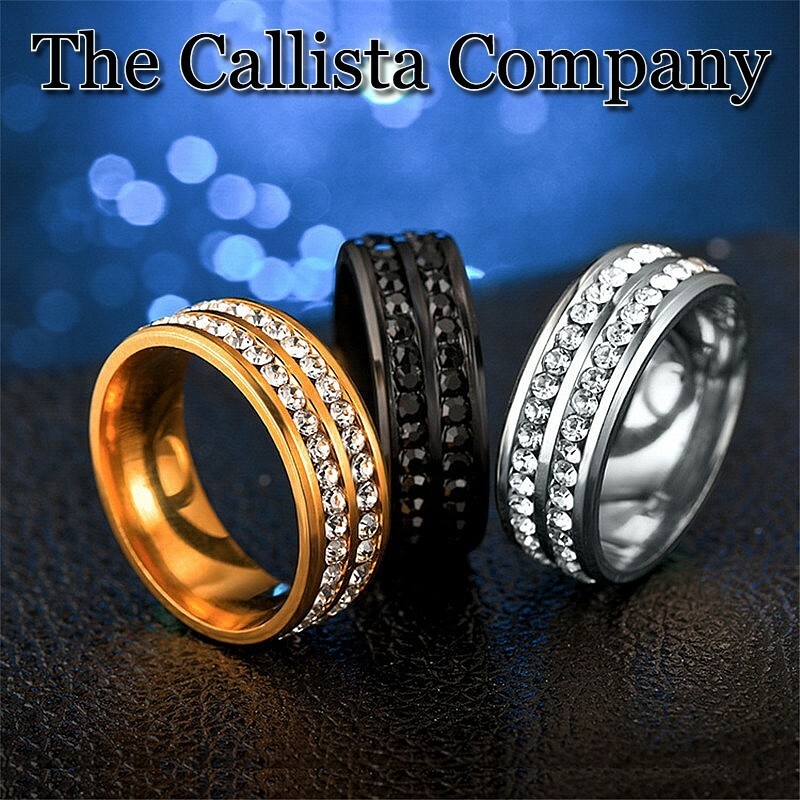 LAB-CREATED RD CUT BLACK 3A+ CZs BLACK ION PLATED RING SZ 6,7,8,9,10,11,12,13