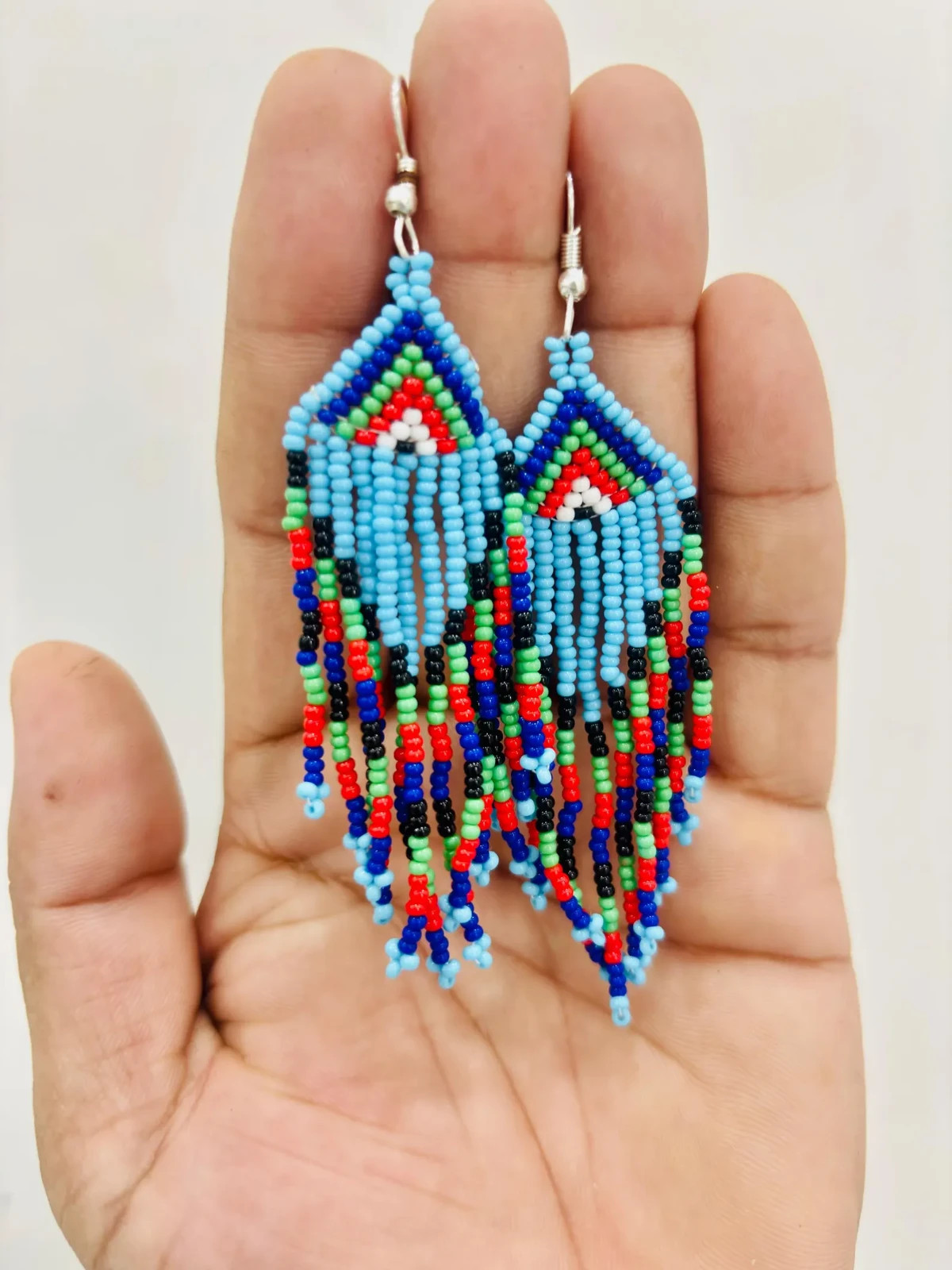 HANDMADE EUROPE STYLE HANDMADE ETHNIC MULTI-COLOR BEADED NECKLACE EARRINGS SET