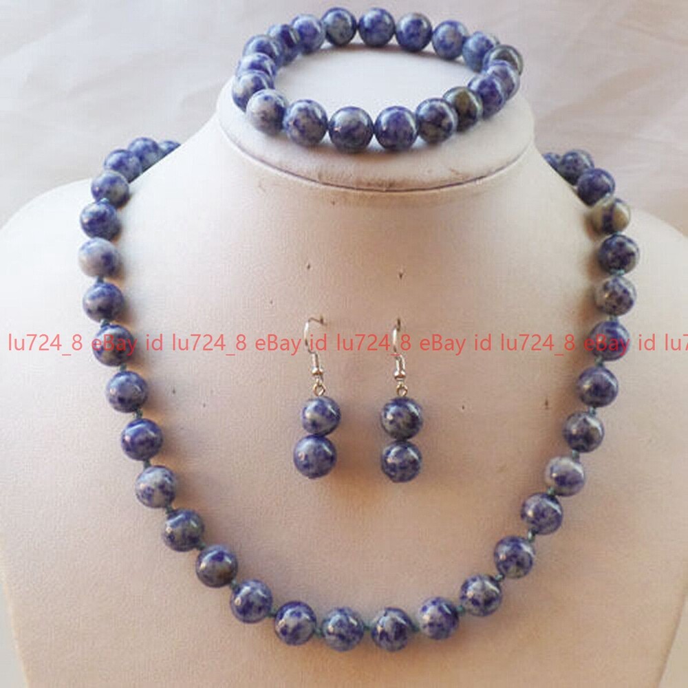 Pretty 10mm Variety of Gemstone Round Beads Necklace Bracelet Earrings Set