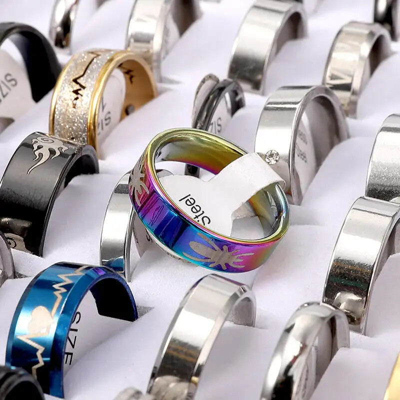 100X MIX LOT Stainless Steel rings Wholesale Men Women Gift Fashion Jewelry lot
