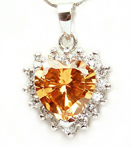 Australia heart shaped crystal cubic zirconia sterling silver pendant PDT240019