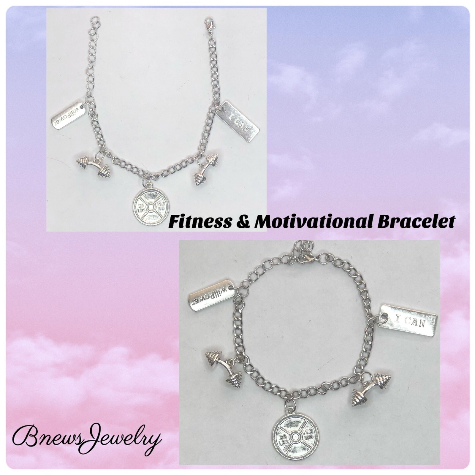 Fitness & Motivational Charm Bracelet