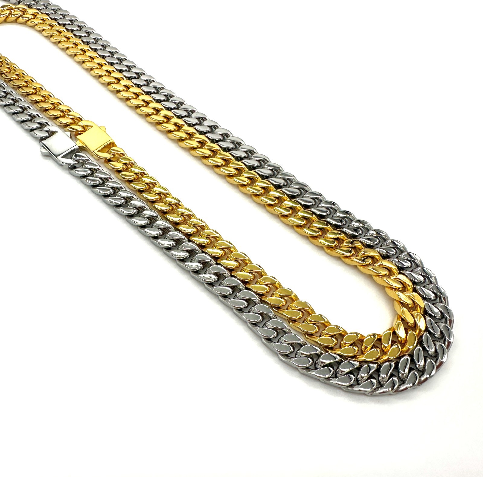 18K Gold/White Gold 10mm-12mm Miami Cuban Link Non-Tarnishing Quality Chain
