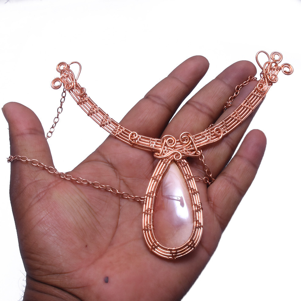 Carnelian Jewelry Copper Love Gift Wire Wrapped Chain Necklace GN-42