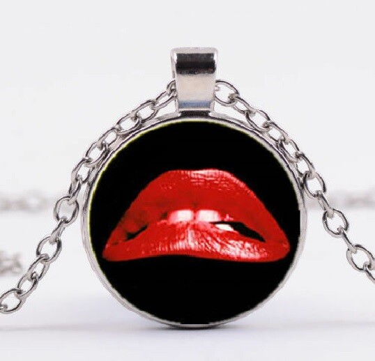 Rocky Horror Picture Show Lips Photo Silver Pendant Chain Necklace Free Gift Bag