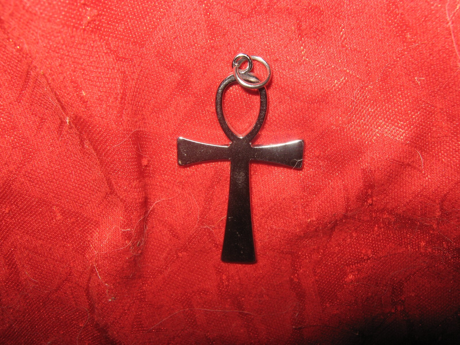 40MM Silver Stainless Steel Ankh Egypt Egyptian TUT Charm Pendant Necklace