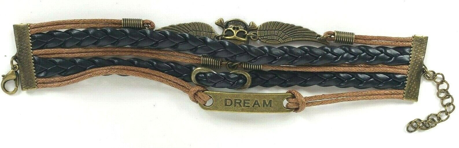 Dark Angel Skull Dream Black & Brown Infinity Layer Wrap Bracelet