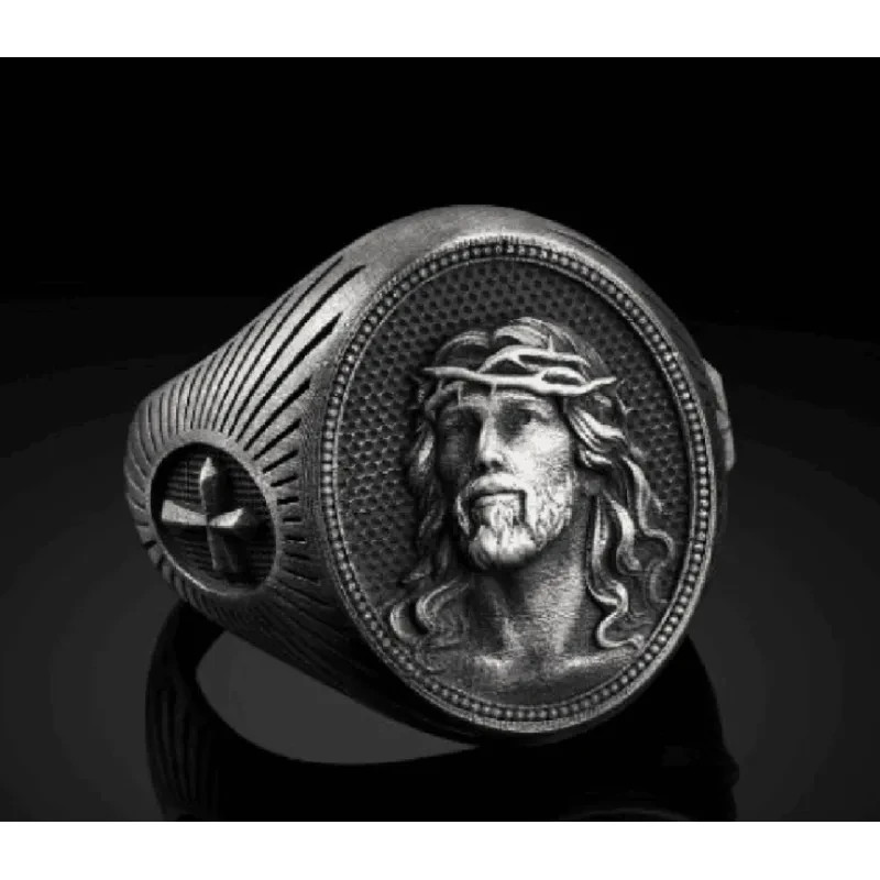 Jesus Christ Cross Ring Men’s Christian Religious Signet Faith Jewelry Gift