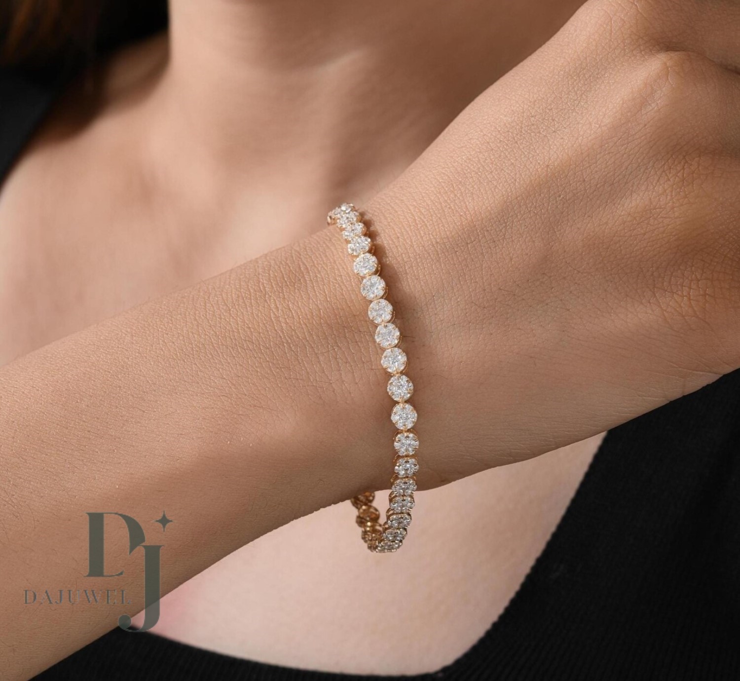 7′ Inch Long Tennis Wedding Bracelet Solid 14K Yellow Gold 7 Carat Round Cut