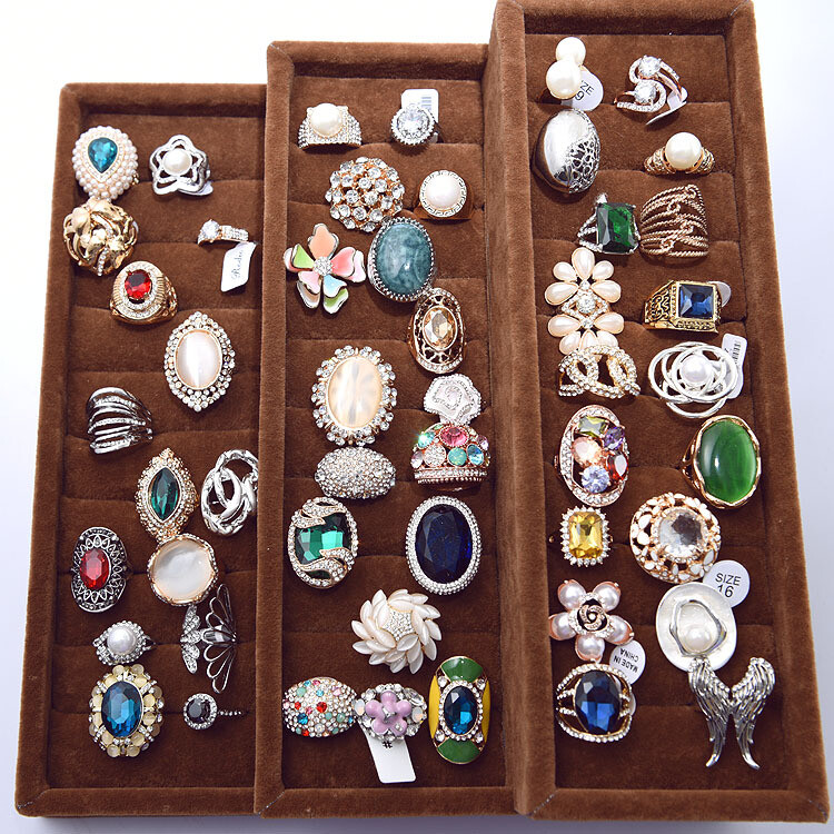 Wholesale 5-100pcs Rings Mixed Rings Bulk Finger Gemstones Crystal Jewelry Lot