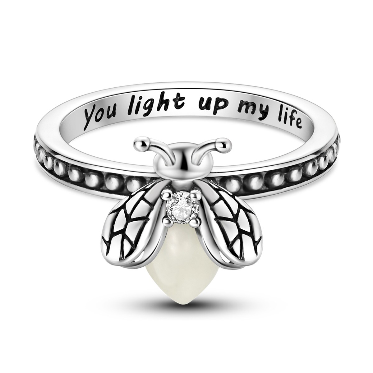 LAZA 925 Sterling Silver Luminous Firefly Finger Ring AAA CZ Women Jewelry