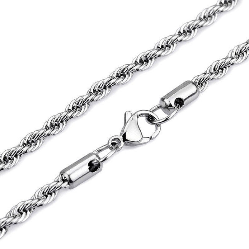 5pcs Wholesale 2.4/3/4mm Stainless Steel Twisted Rope Chain Necklace Men Women