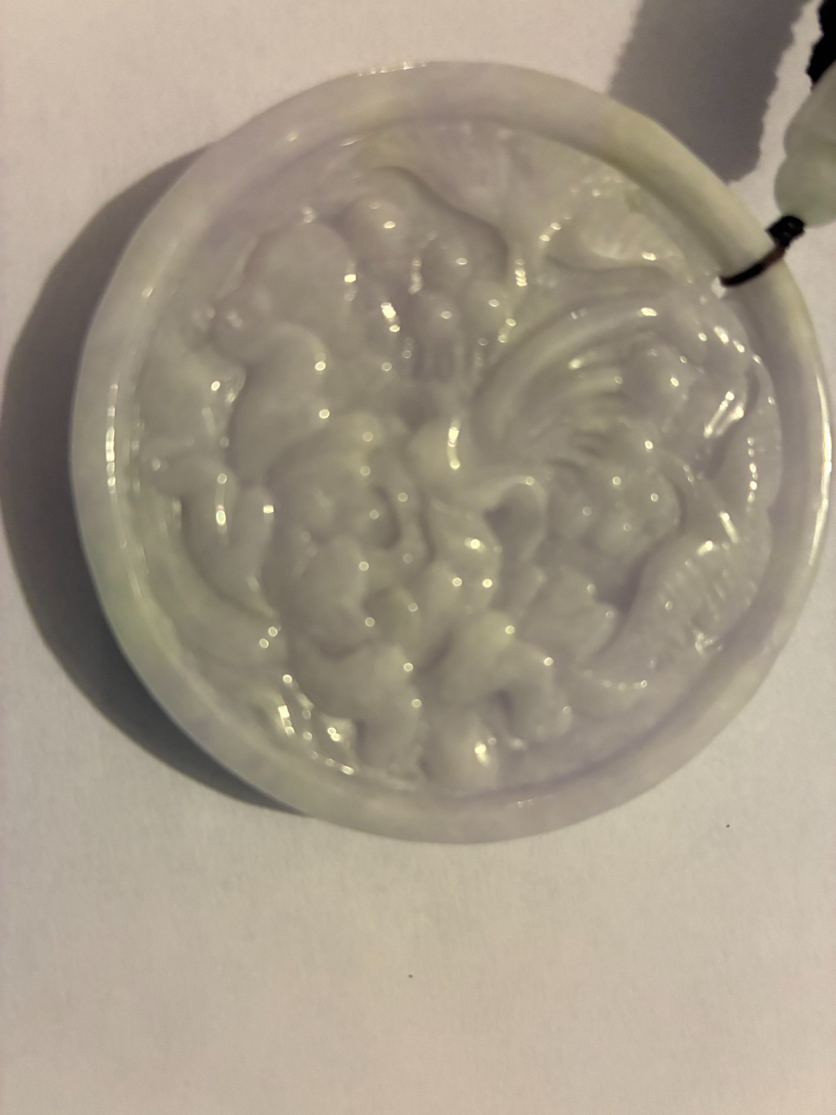 Watercrystal Jade 2” Carved Fox Pendant Medallion Double-Sided with Box