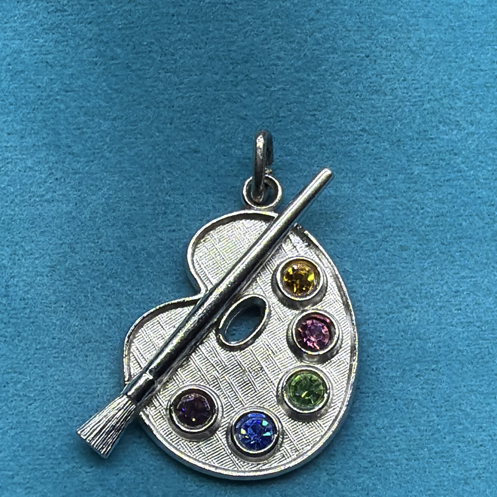 Wells Sterling 925 Sterling Silver Artist Palette Charm Pendant Signed