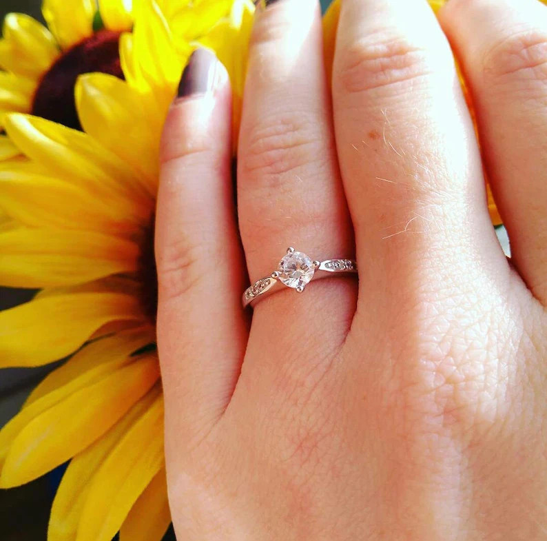 3Ct Round Cut Simulated Diamond Women Minimalist Halo Ring 14k White Gold Plated