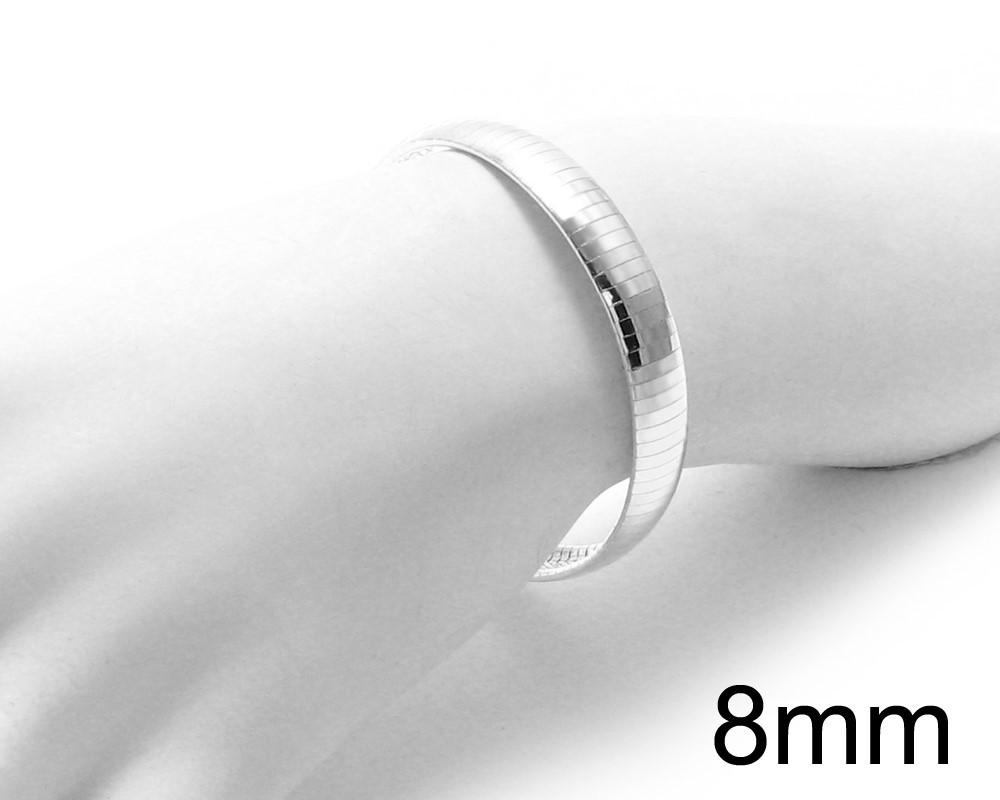 925 Sterling Silver 7″ or 8″ Elegant Omega Bracelet 3mm 4mm 6mm 8mm or 10mm
