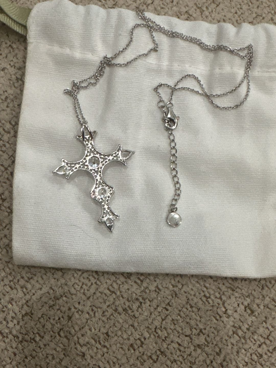 Crislu Pavé Cluster Cubic Zirconia Cross Pendant Necklace