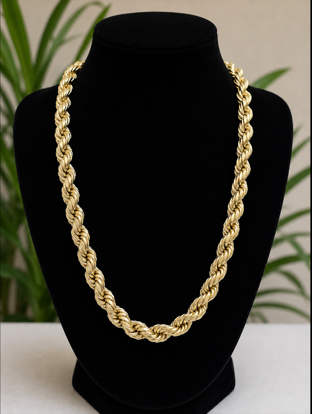 REAL 10K Yellow Gold Rope Chain Necklace 8mm 22″ Inc Diamond Cut Men Women Gift