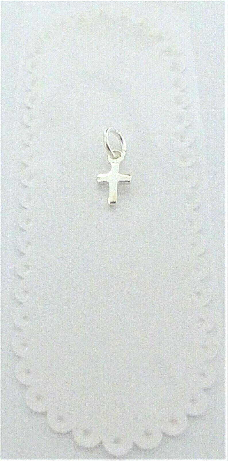 Small Tiny Silver Christian Religious Cross Pendant Charm Minimalist.