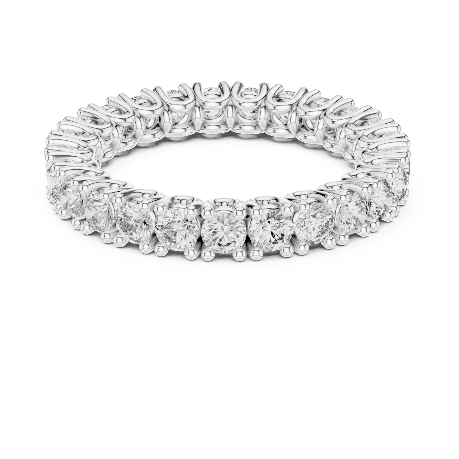 1.62 Ct Round Cut Lab Created Diamond Eternity Band Ring 14K White Gold Size 8