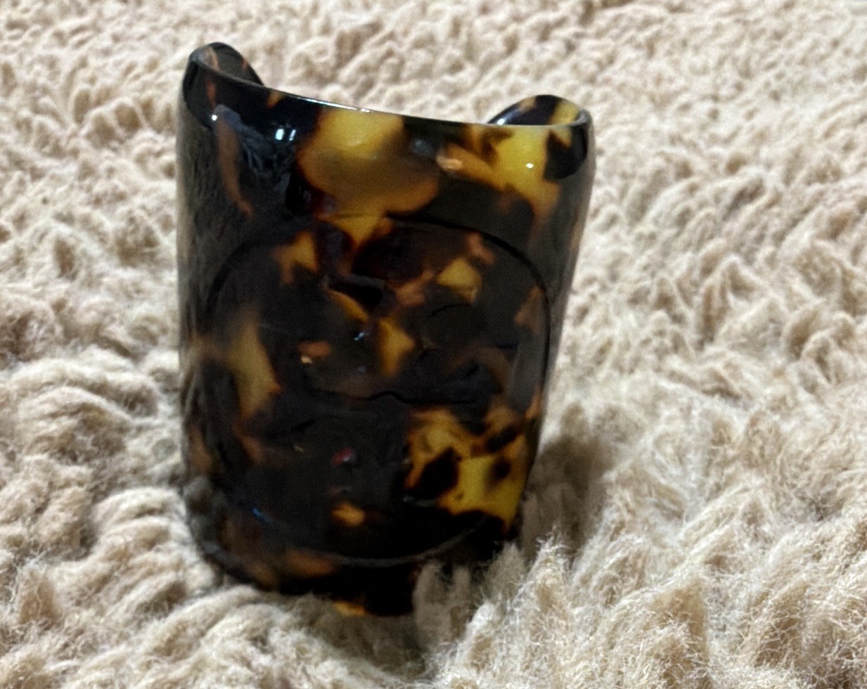 (2) Tory Burch…Tortoise shell Curved Plastic Bracelets