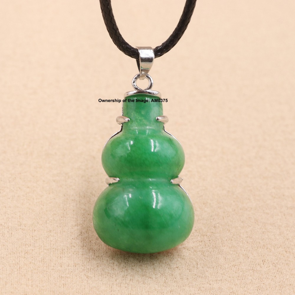 NEW White Alloy Heating Jade Pendant For Women Men Green Jade Gourd Pendant