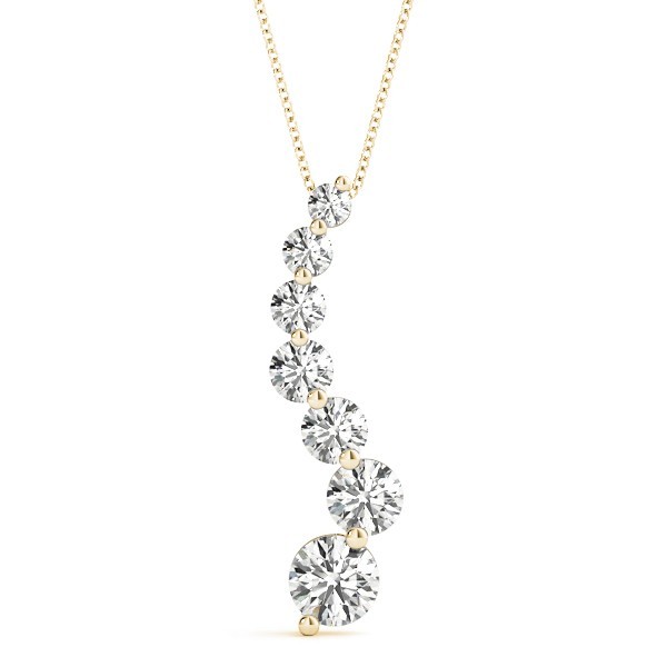 0.25Ct Lab Grown Diamond 7 Stone Journey Pendant In 14K Yellow Gold Plated
