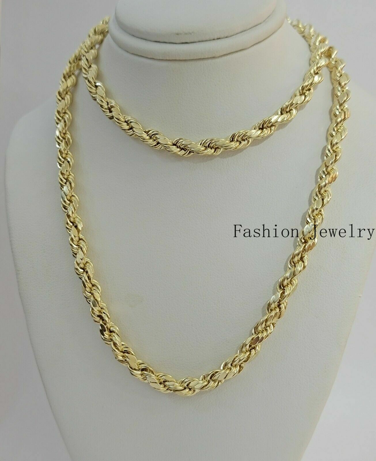 10k Yellow Gold Rope Chain Necklace 18″-30″ Men Women 4mm-10mm Real Gold Sale