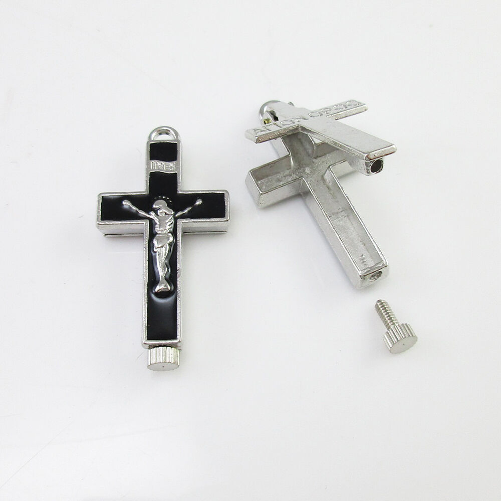 CROSS locket MEMORIAL ASHES 24″ 925 STERLING SILVER ITALY FIGARO CREMATION URN