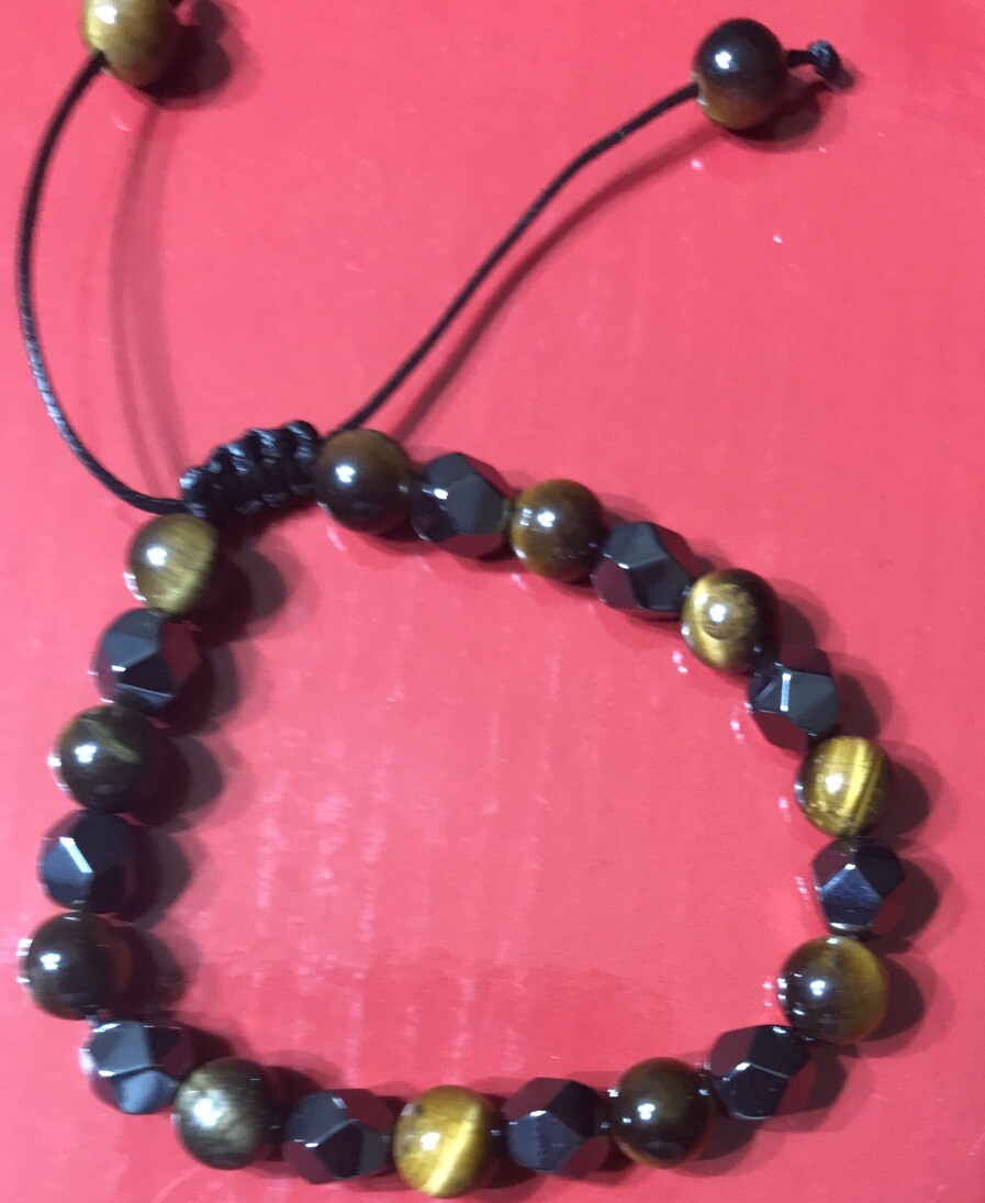 Hematite Tiger’s Eye Beads Healing Triple Protection Strength Women Men Bracelet