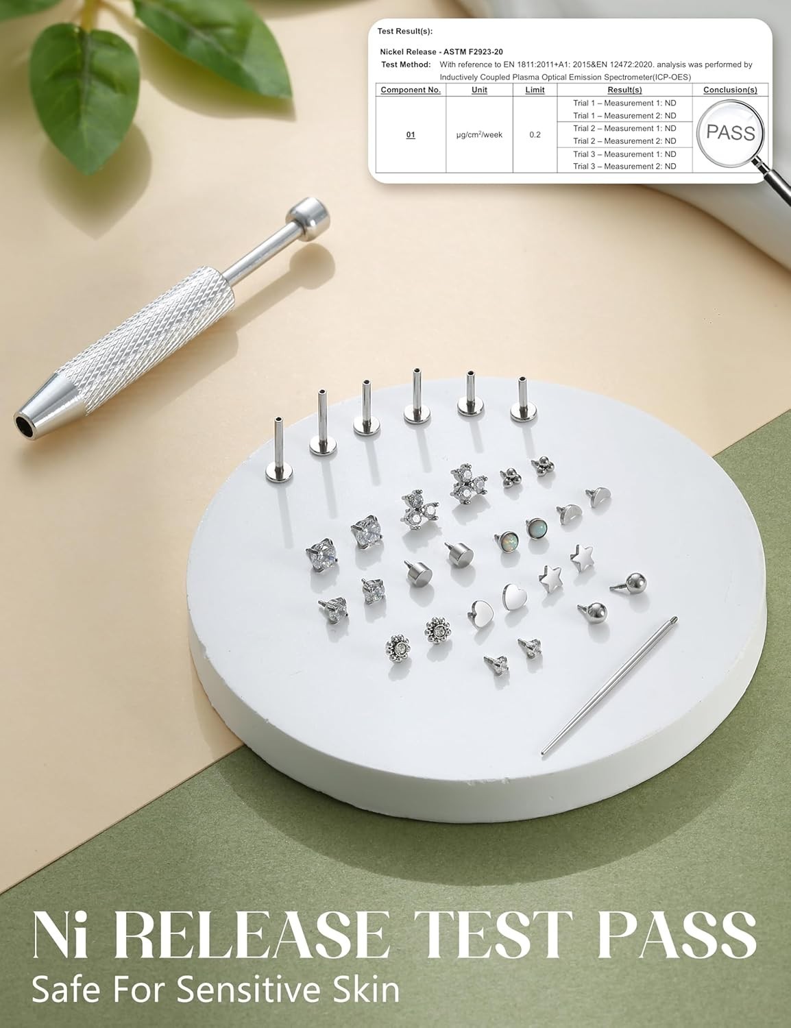 16G 18G Flat Back Stud Earrings for Women – Hypoallergenic Surgical Steel Int…